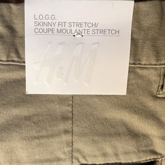 H&M L.O.G.G. Beige Skinny Fit Stretch Pants Men's Size 34 NWT - Picture 5 of 9